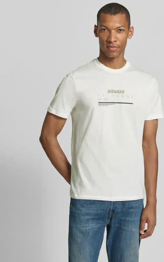 Armani Exchange Slim fit t-shirt van 100% katoen met logoprint - Foto 2