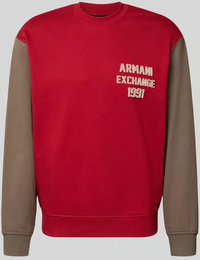 Armani Exchange Sweatshirt met label-stitching en ronde halsuitsnijding