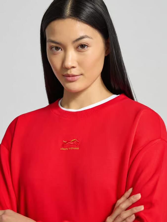 Armani Exchange Sweatshirt van viscosemix met labelstitching - Foto 2