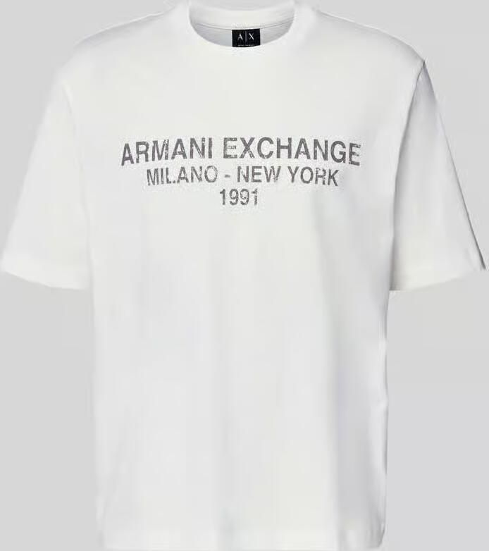 Armani Exchange T-shirt met labelprint en ronde hals - Foto 2