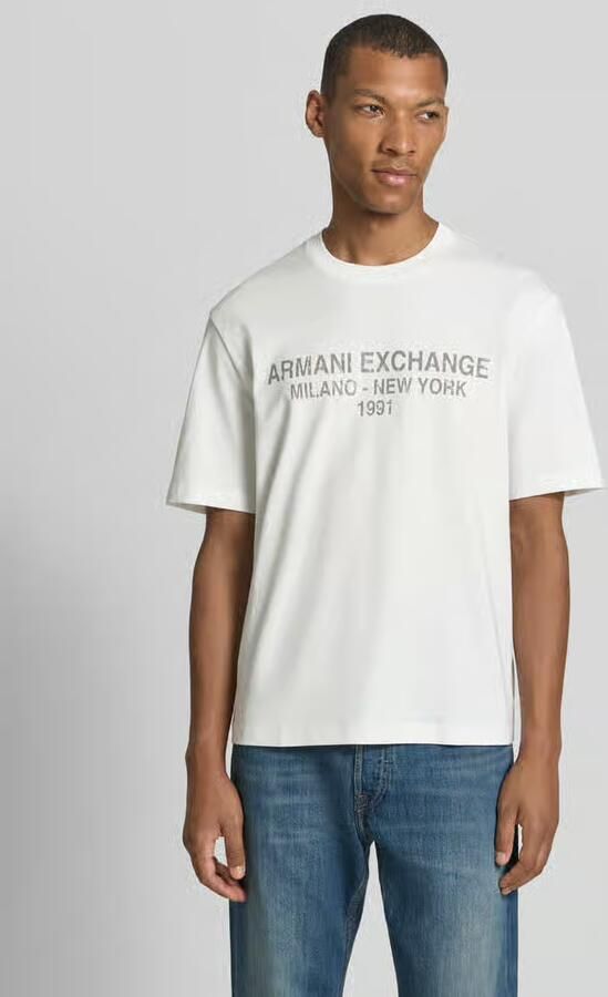Armani Exchange T-shirt met labelprint en ronde hals - Foto 3