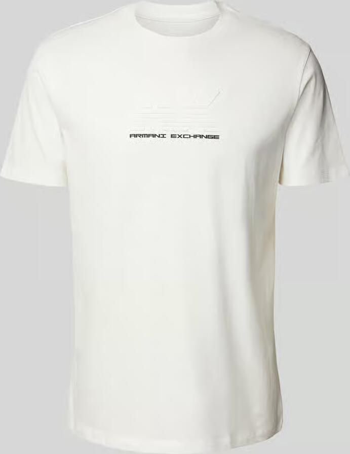 Armani Exchange Beige Korte Mouw T-shirt van Katoen White Heren