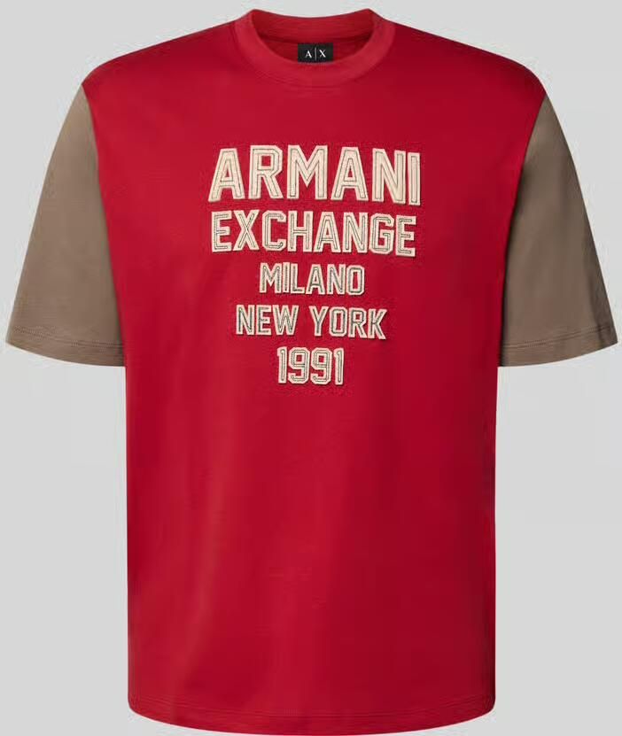 Armani Exchange T-shirt met labelstiksel en ronde hals - Foto 1