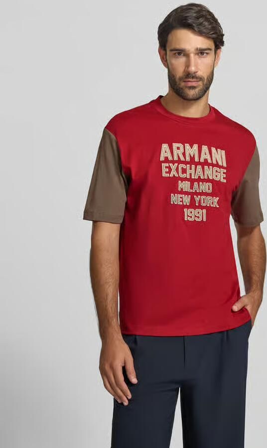 Armani Exchange T-shirt met labelstiksel en ronde hals - Foto 3