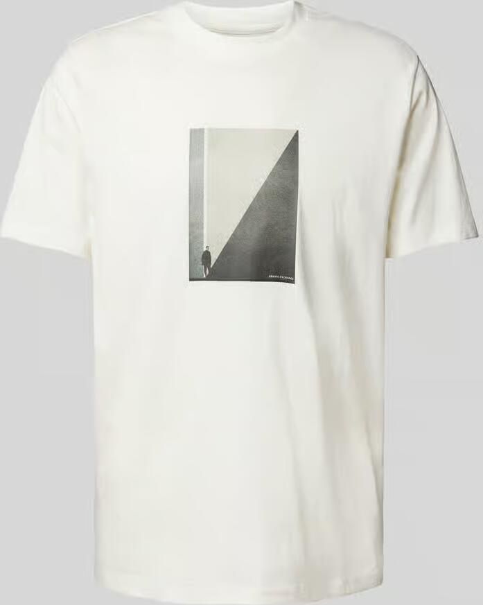 Armani Exchange Wit Grafisch Print Kortemouw T-shirt White Heren