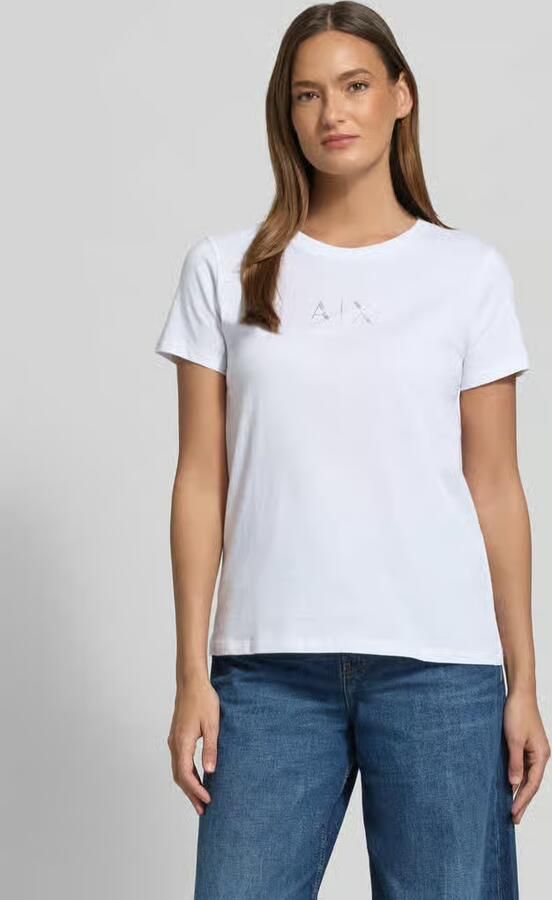 Armani Exchange Regular fit T-shirt van puur katoen met logoprint - Foto 4