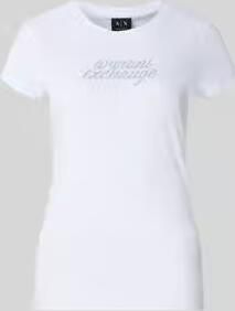 Armani Exchange T-shirt met siersteentjes en ronde hals