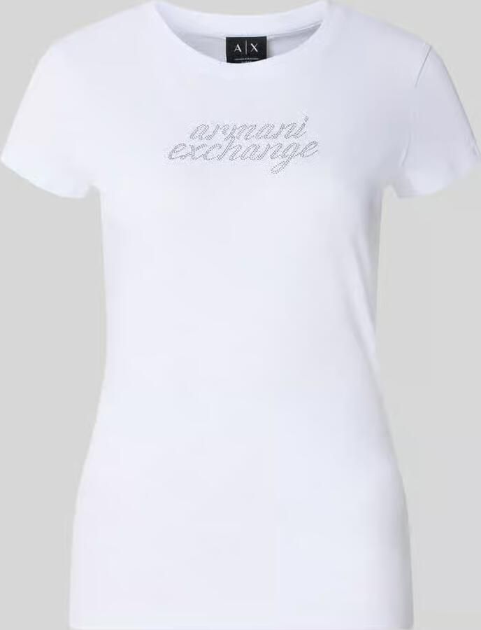 Armani Exchange T-shirt met siersteentjes en ronde hals