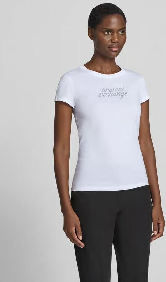 Armani Exchange T-shirt met siersteentjes en ronde hals - Foto 2