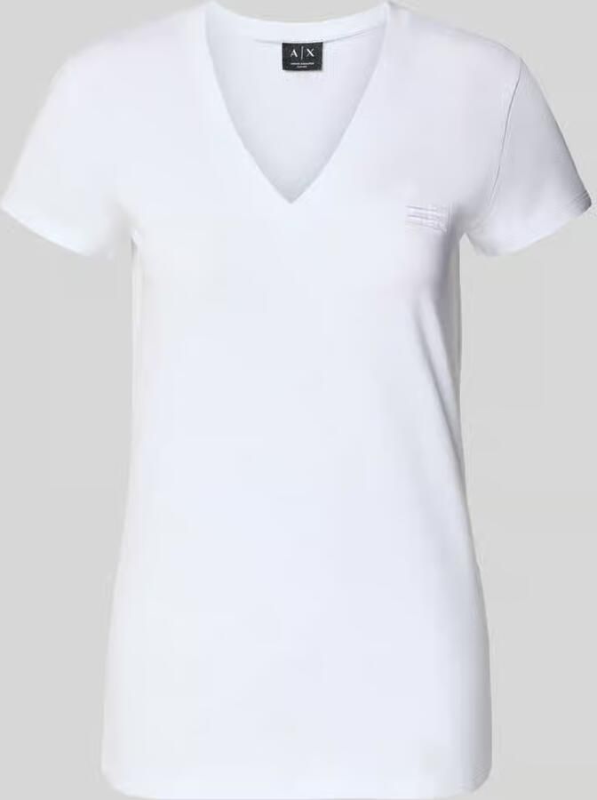 Armani Exchange T-shirt met V-hals en labelstitching