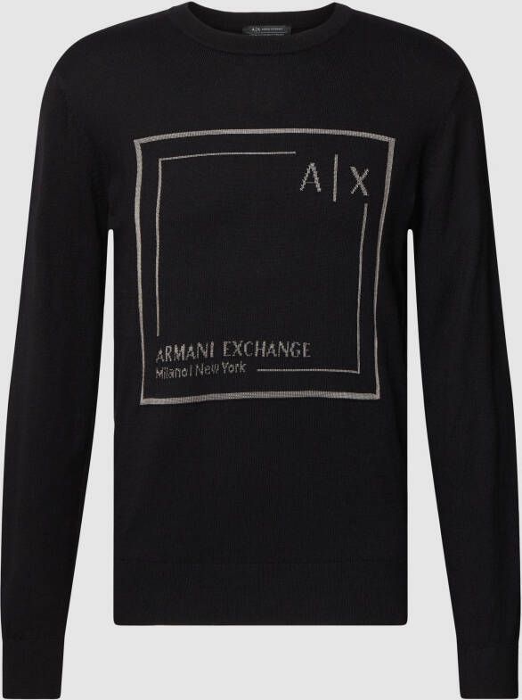 Armani Exchange Gebreide pullover met labelstitching