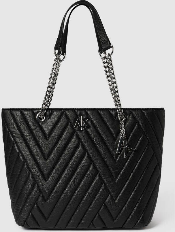 Armani Exchange Zwarte Handtas met Zilverkleurige Metalen Details Black Dames