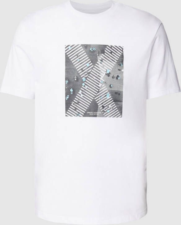 Armani Exchange Logo Print Katoenen T-shirt White Heren