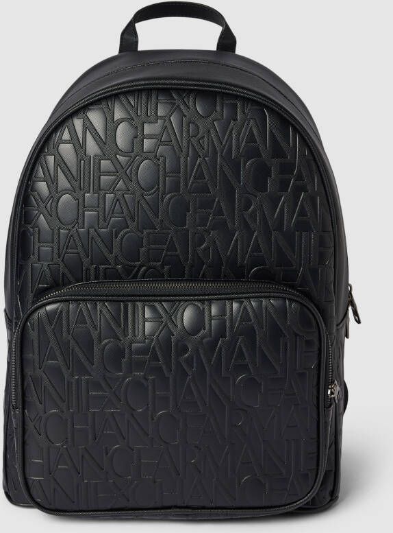 Armani Exchange Rugzak van gerecycled materiaal met logo patroon Black Heren