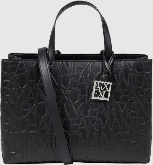 Armani Exchange Zwarte Shopping Logo In Reliëf Tassen Black Dames