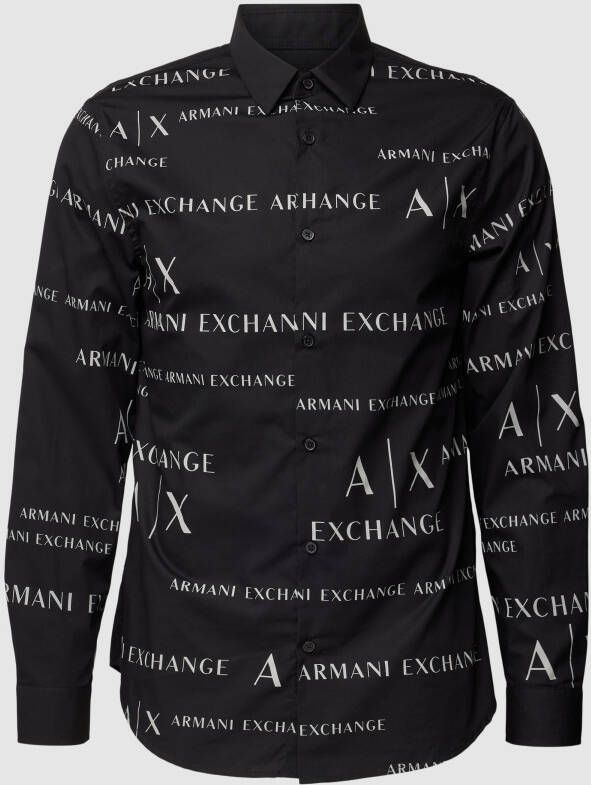 Armani Exchange Straight fit vrijetijdsoverhemd met all-over labelprint