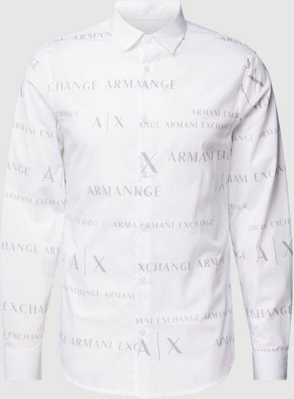 Armani Exchange Straight fit vrijetijdsoverhemd met all-over labelprint