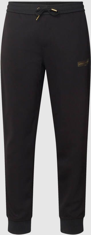 Armani Exchange Zwarte broek met logo en zijbanden Black Heren