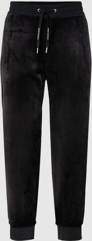 Armani Exchange Sweatpants in fluweellook met labeldetails model 'TROUSER'