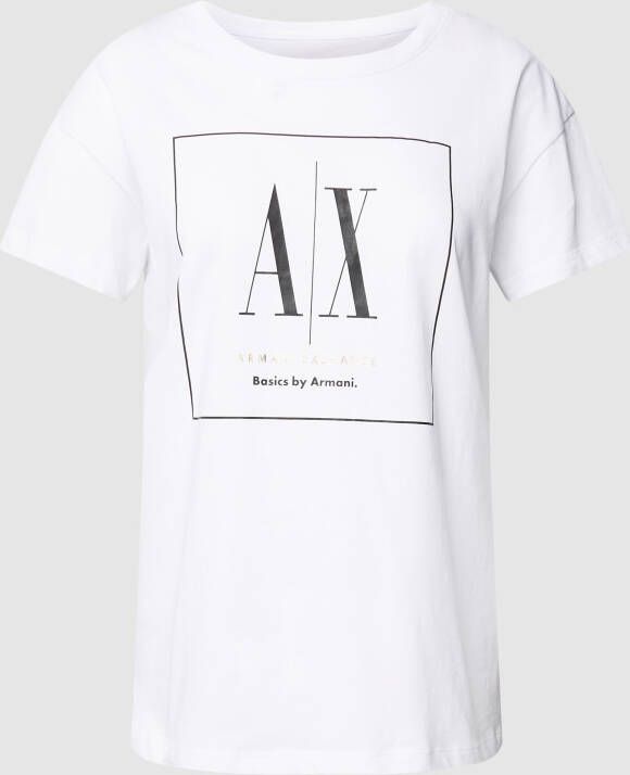Armani Exchange Bedrukt Logo Katoenen T-Shirt White Dames