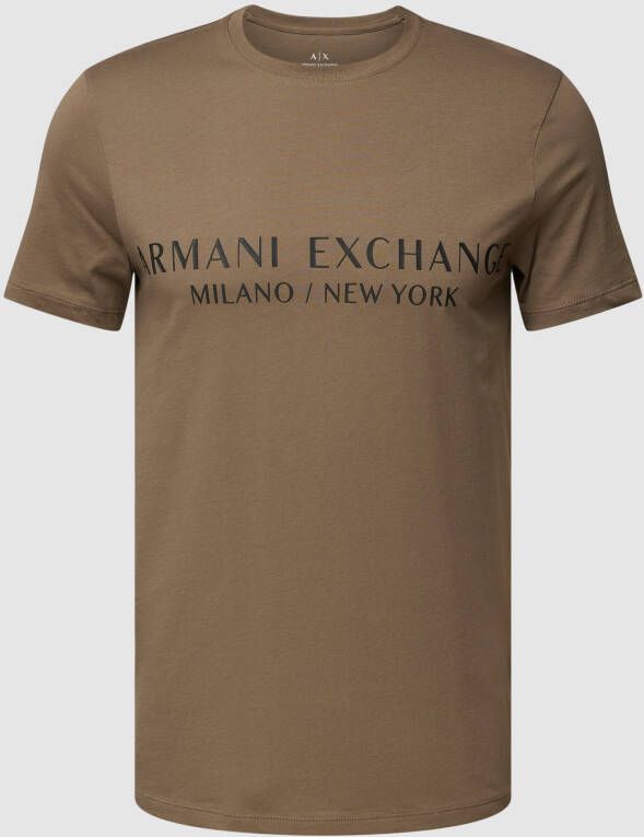 Armani Exchange Iconisch Katoenen T-Shirt Groene Slim Fit Ronde Hals Korte Mouw Bedrukt Logo Green Heren