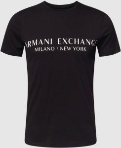 Armani Heren Print T-shirt Zwart Korte Mouw Zwart Heren