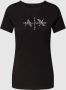 Armani Exchange Zwart Logo Versierd Katoenen T-Shirt Black Dames - Thumbnail 1