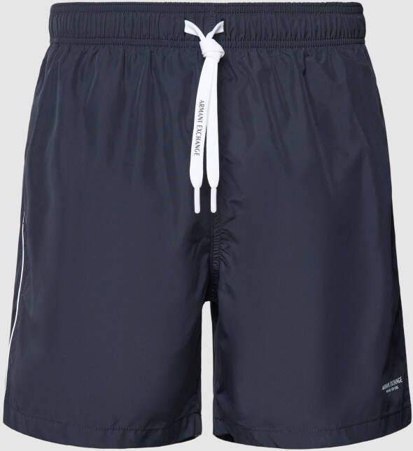 Armani Exchange Elastische taille strandboxer shorts Blue Heren