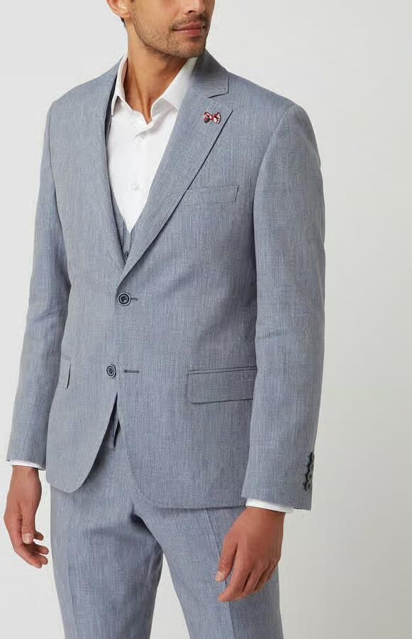 ATELIER TORINO Slim fit 2-knoops colbert van een mix van linnen en scheerwol model 'Tito' - Foto 3