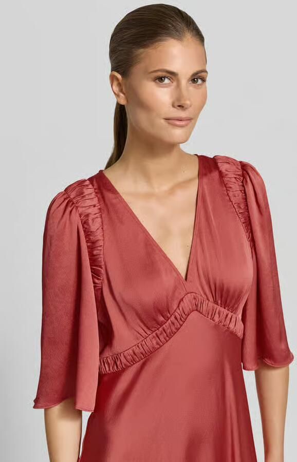 BA&SH midi-jurk met V-hals model 'CHARLOTTE'