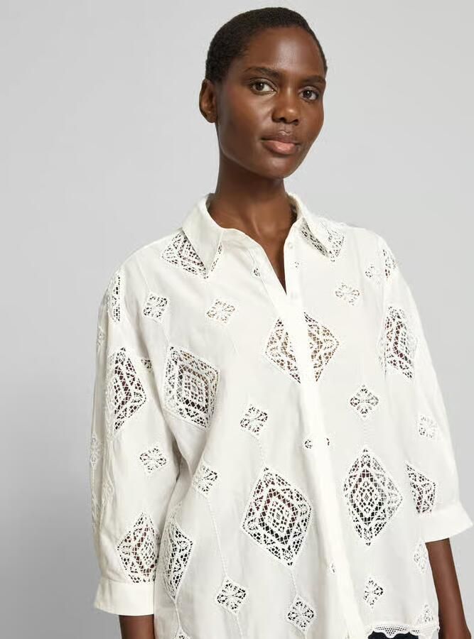 BA&SH regular fit blouse met gehaakt kant model 'MURIEL'