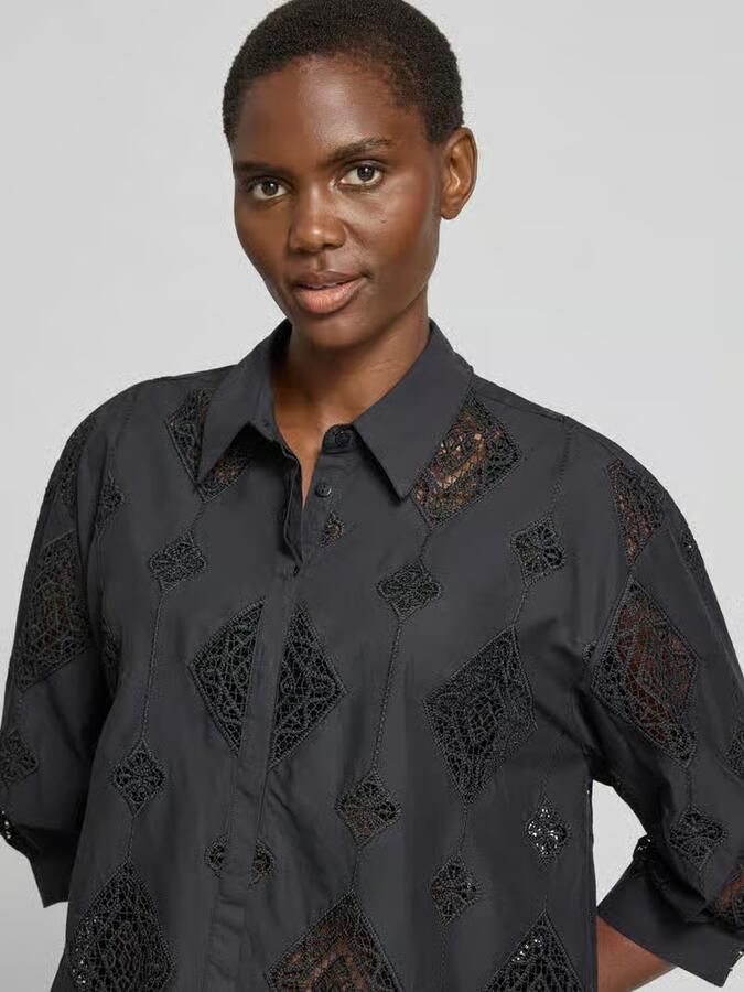 BA&SH regular fit blouse met gehaakt kant model 'MURIEL'