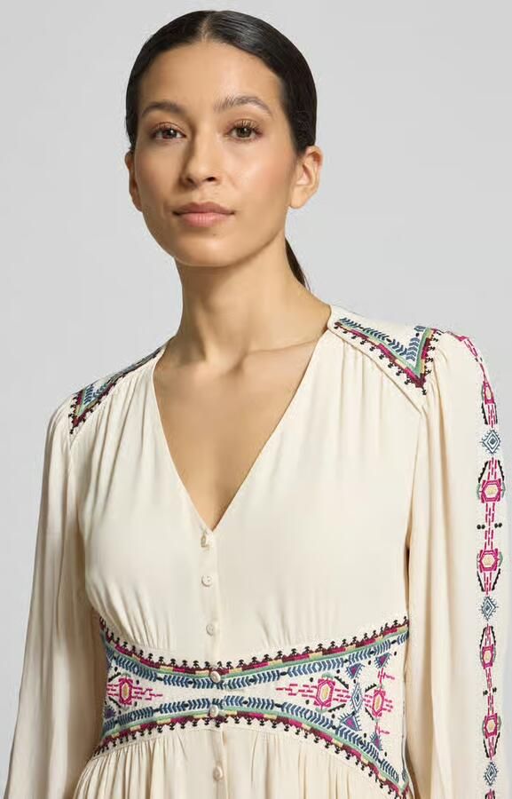 BA&SH regular fit midi-jurk van 100% viscose model 'Tina'