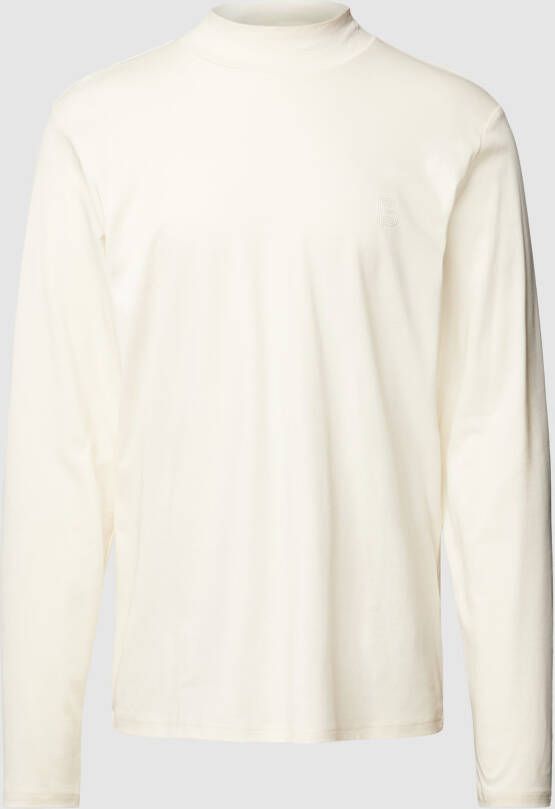 BALDESSARINI Basic Langarm Shirt met Opstaande Kraag Logo Beige Heren