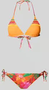 Banana moon Bikini met gewatteerde cups en zijvetering
