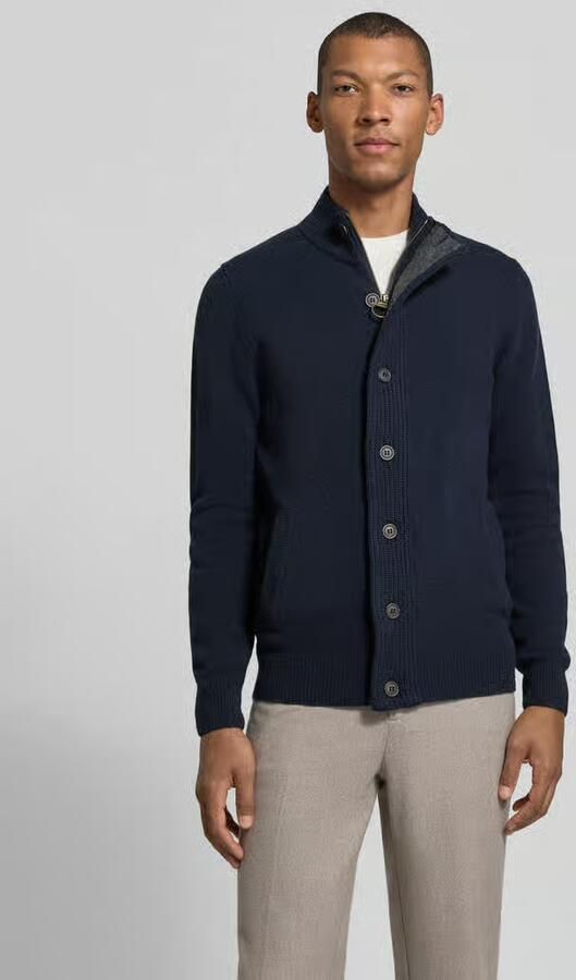 Barbour Chunky Lambswool Sweater met Alcantara Elleboog Patches Blue Heren - Foto 9
