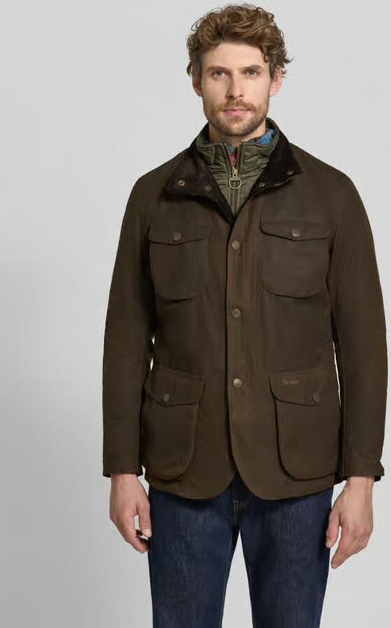 Barbour Regular Fit functioneel jack met gewaxte twill model 'OGSTON' - Foto 6