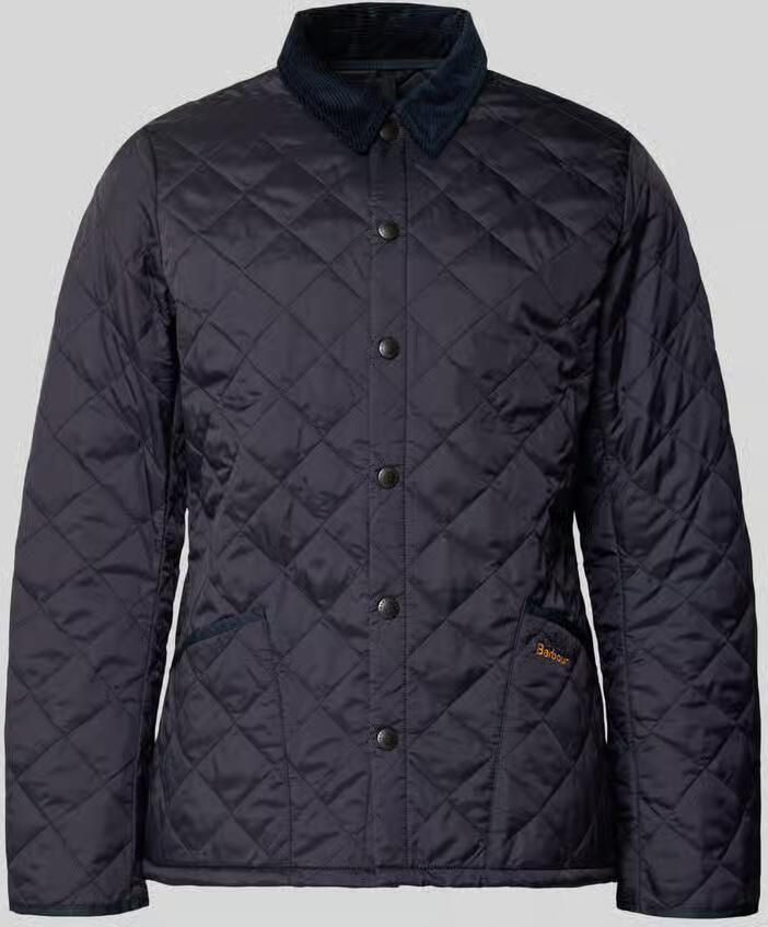 Barbour Moderne gewatteerde jas met geribbelde kraag en drukknoopsluiting Blauw Heren