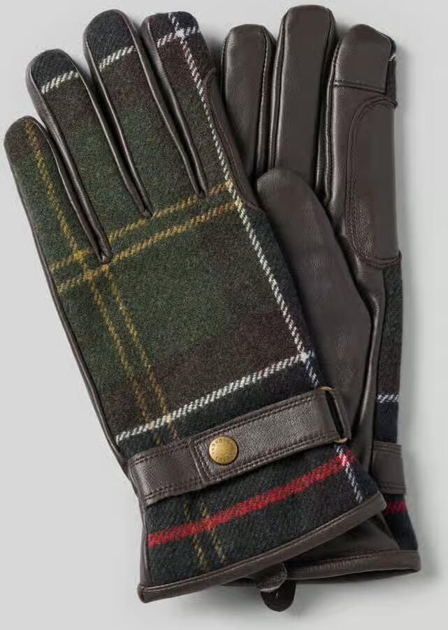 Barbour Multicolor Leren en Wol Handschoenen met Tartan Patroon Multicolor Dames