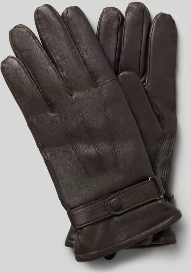 Barbour Leren handschoenen met verstelbaar trensje model 'Burnished'