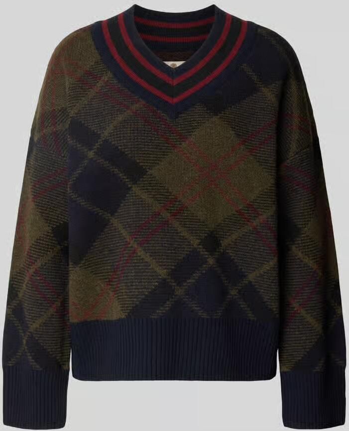Barbour Pullover met contrasterende v-hals model 'SHAE'