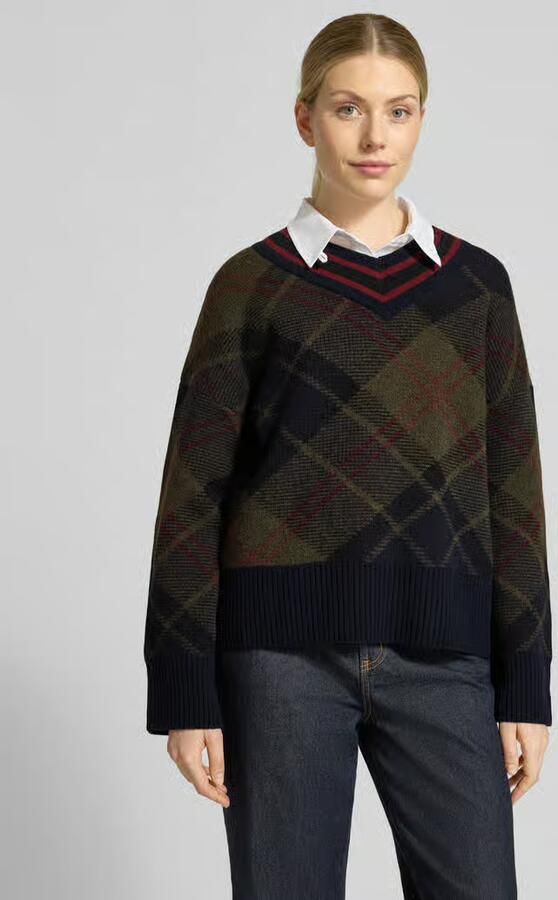 Barbour Pullover met contrasterende v-hals model 'SHAE' - Foto 3
