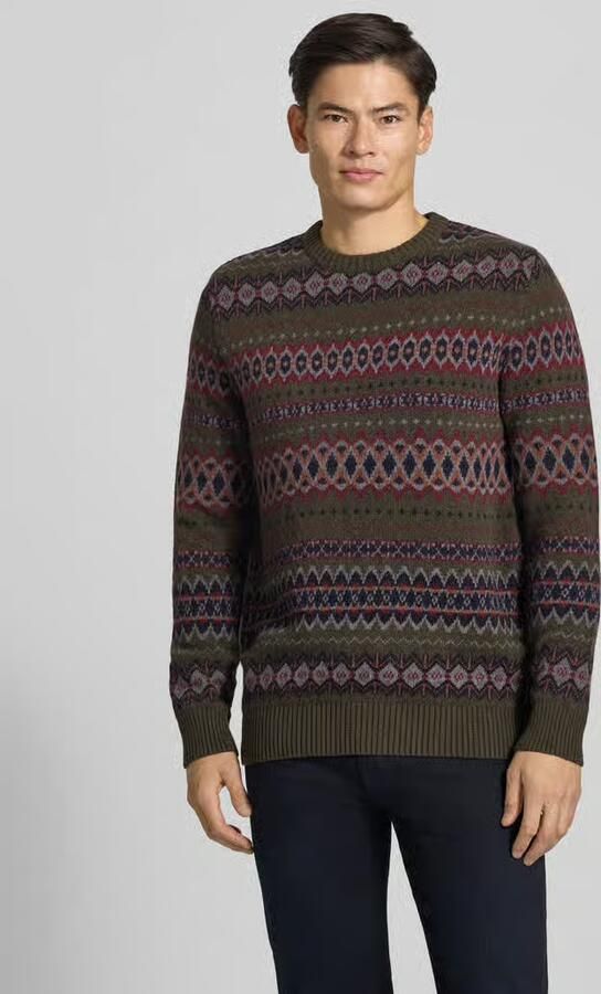 Barbour Sweater Fairisle Trui Wol Donkergroen - Foto 7