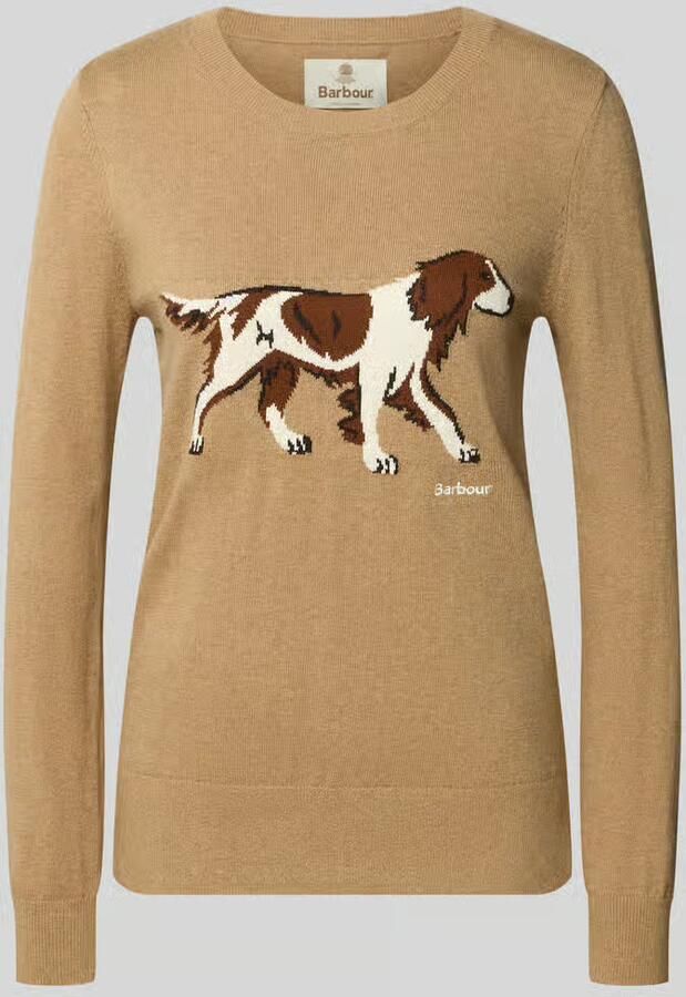 Barbour Pullover van pure wol met hondenmotief