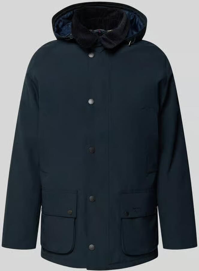 Barbour Blauwe Jas met Capuchon en Voorlogo Blue Heren
