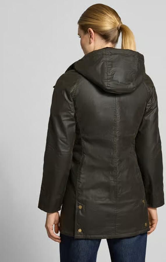 Barbour Olijfgroene Gewaxte Katoenen Parka met Tartan Voering Groen Dames - Foto 3