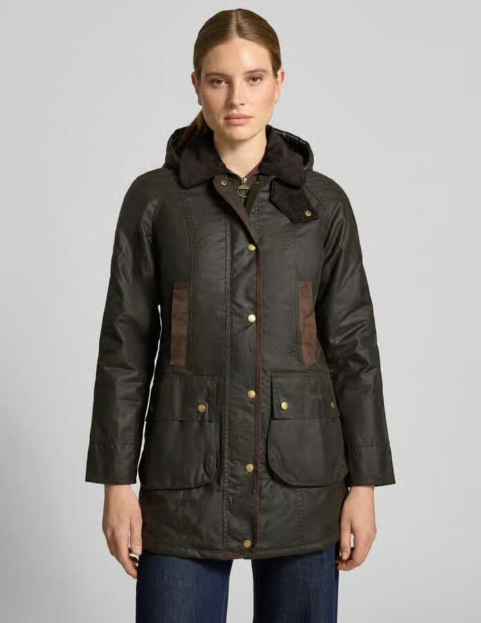 Barbour Olijfgroene Gewaxte Katoenen Parka met Tartan Voering Groen Dames - Foto 2