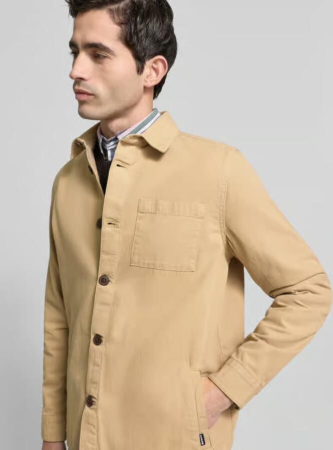 Barbour Steen Gewassen Katoenen Overhemd Klassieke Kraag Beige Heren