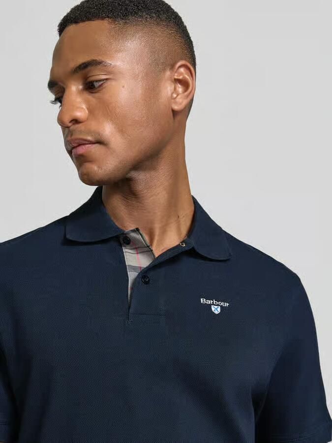 Barbour MML Polo Shirts Katoen Ingedrukt Logo Korte Mouwen Blue Heren - Foto 3