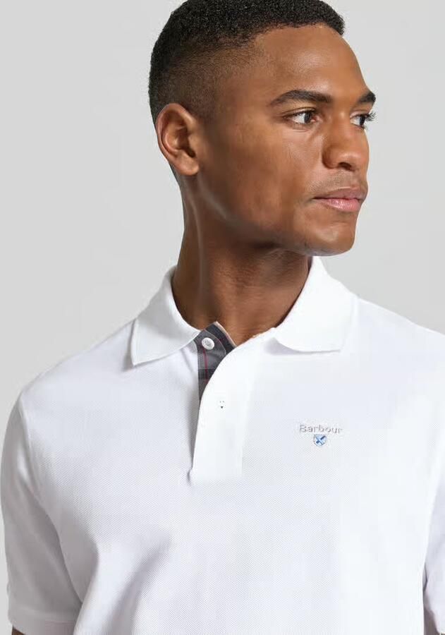 Barbour Klassieke korte mouw katoenen polo met tartan accenten White Heren - Foto 4